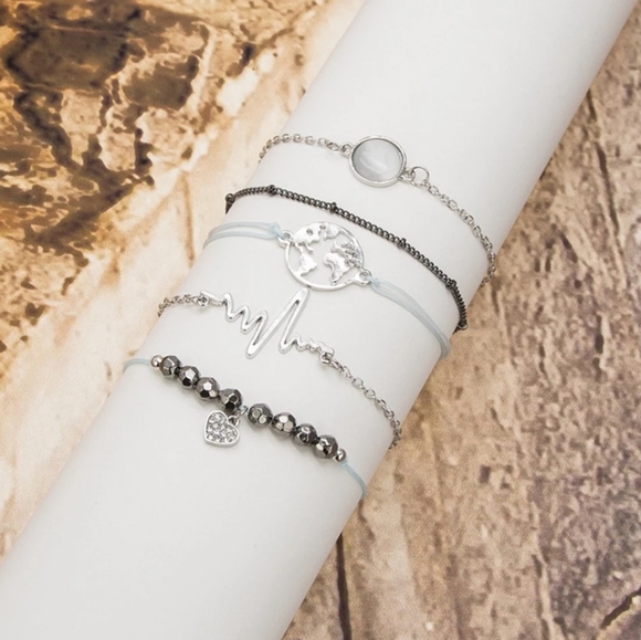 5pc Vintage Lustrous Charm Bracelet Set Gift Ideas - Picture 4 of 8